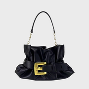 Margerita-Black handbag with a gold buckle